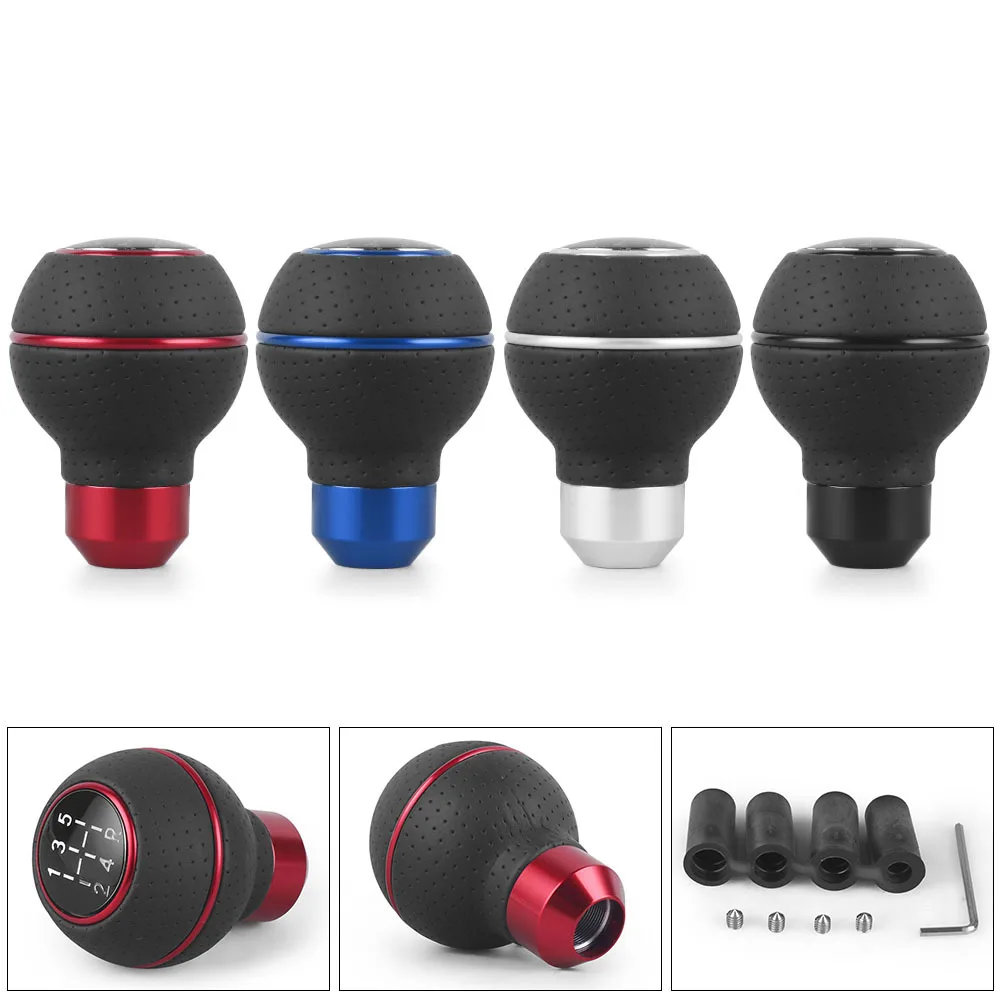 Universal Leather＆Aluminium Car Gear Shift Knob 5 Speed For M8 M10 M11 M12 Shift Lever Gear Level Knob Shift Head