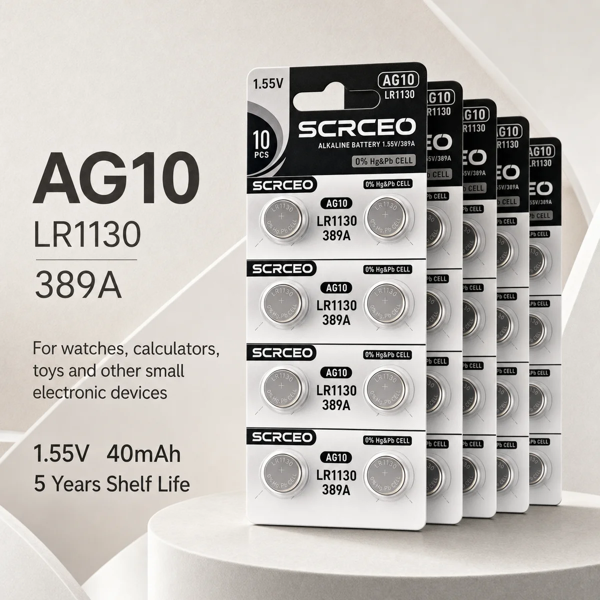 Alkaline Button Cell Battery AG10 LR1130 389A 1.55V 2-50PCS Replacement for Watch Toy Calculator Small Electronics