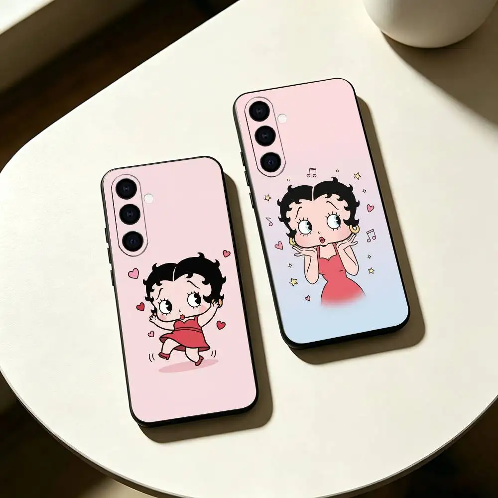 B-Betty C-Cute girl B-Boop Phone Case Black Silicone Soft For Samsung Galaxy A73,A72,A71,A70,A53,A52,A51