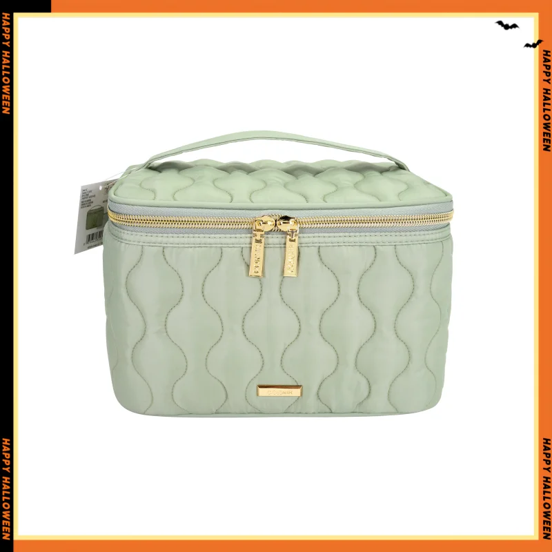 Train Case Quilt 2-teilige Kosmetiktasche in Salbeigrün, Make-up-Tasche, Make-up-Tasche, Make-up-Tasche