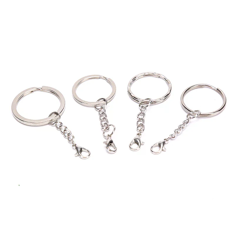10PCS DIY Polished Silver Keyring Keychain Split Ring Short Chain Key Open Jump Ring Metal For DIY Keychains Jewelry Making