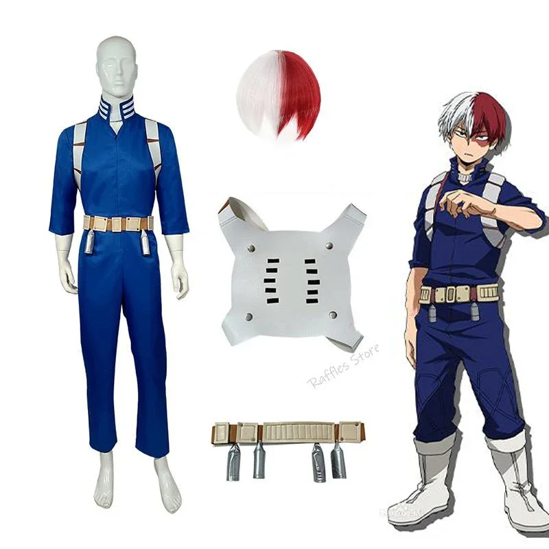 Anime My Hero Todoroki Shoto Academia Boku no Hero Academia Men Women Cosplay Costume Top Pants Belt Halloween Wig XS-XXXL