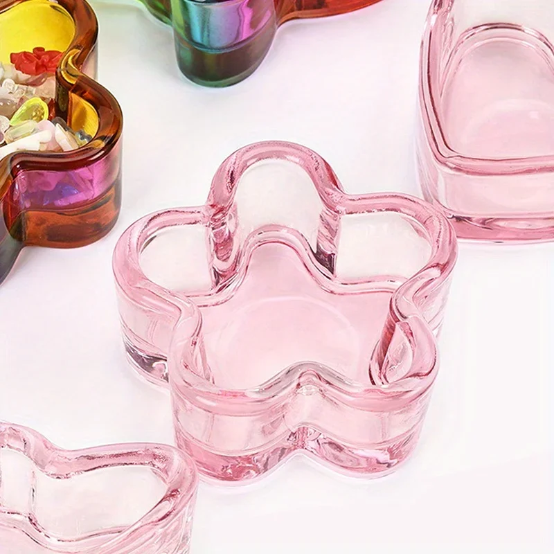 2Pcs Kristall Glas Acryl Nagel Tasse Bunte Stift Waschmaschine Tasse Schüssel Tasse Halter Ausrüstung Nail art Werkzeuge Ohne Abdeckung