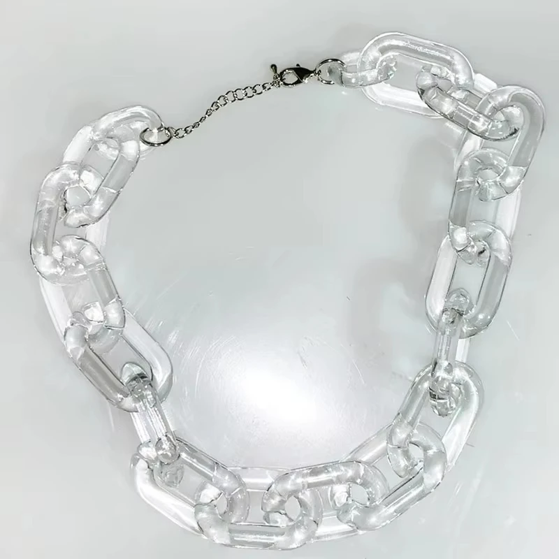 Fashion Transparent Acrylic Chain Choker Necklace for Men Women Punk Chunky Link Chain Collar Necklaces Statement Jewelry Gifts