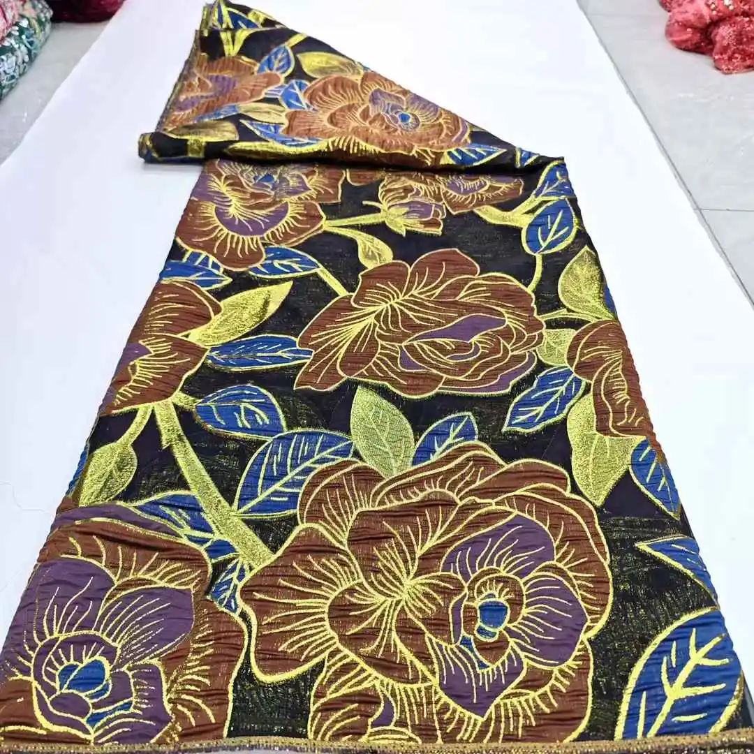 

2025 High Quality New Style Nigerian Jacquard Brocade Lace Fabric French African Brocade Lace Fabric For Party Dress Sewing