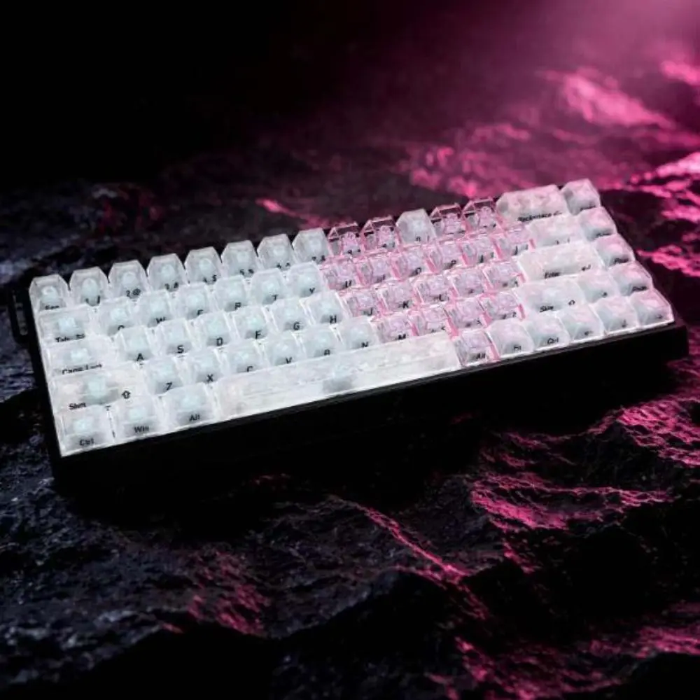 Full Transparent Red Love Heart Keycaps Crystal Clear PBT Mechanical Keyboard Keycaps Ice Transparent Cherry Profile PC Keycaps