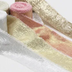 (5m/roll) 40mm Hot Stamping Plush Chiffon Ribbon Lace Gift Wrap Wedding Festival Party Decorative Crafts Make Vintage Embroidery