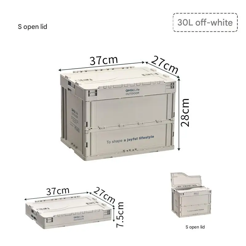 

Outdoor Camping Storage Box, Collapsible Plastic Storage Bins with Wood Lids, for Outdoor Camping Picnic Indoor Home Room Closet