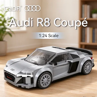 CaDA Low Profile Streamlined Dynamic Sports Car Building Blocks, Simulated Two Door Coupe 199pcs Assembly Kit For Adult Collect