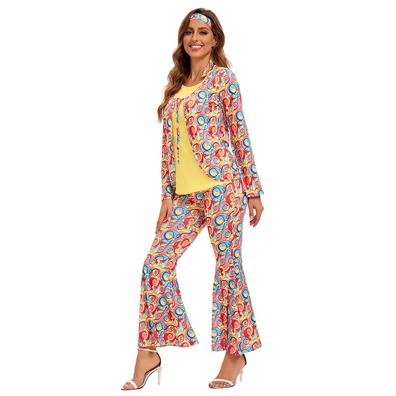 Loween Costume hommes femmes rétro années 70 Hippie Par Performance scène porter discothèque Bar événement tenue danse ethnique Costume