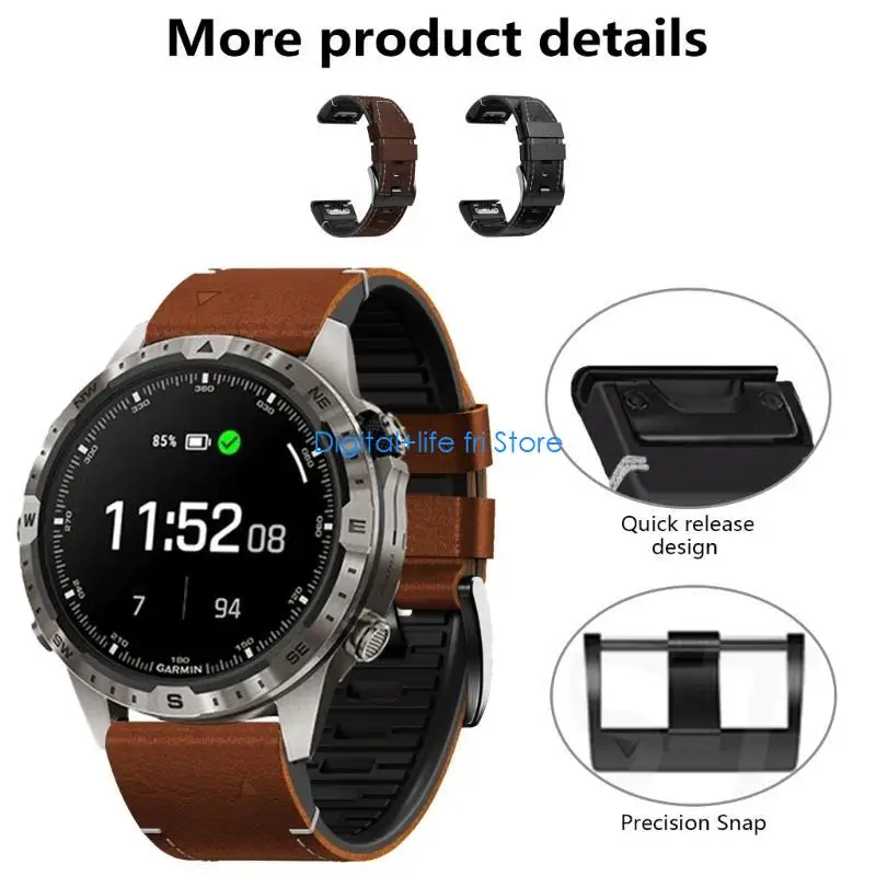 E06D Изысканный кожаный ремешок для часов 26 мм, быстросъемный браслет, стильный ремешок для любителей активного отдыха, для