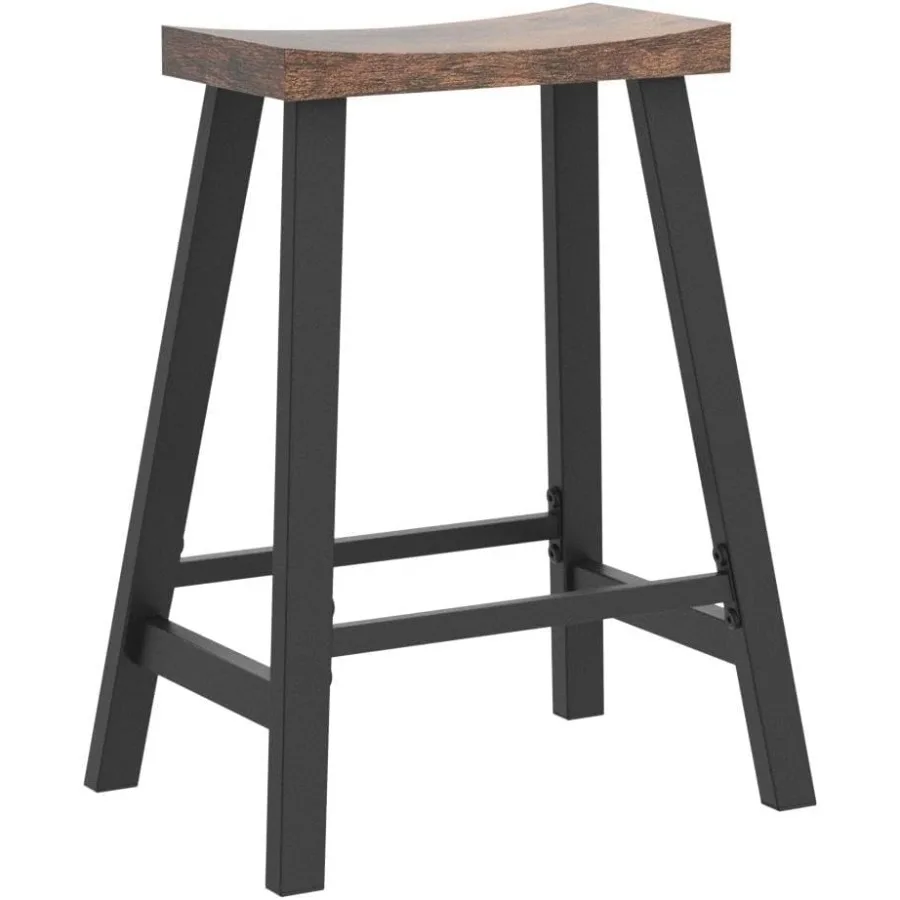 Tabourets de bar, lot de 2 chaises de bar, tabourets de bar de cuisine pour petit déjeuner avec repose-pieds, 23,6 pouces de haut, industriel dans le salon