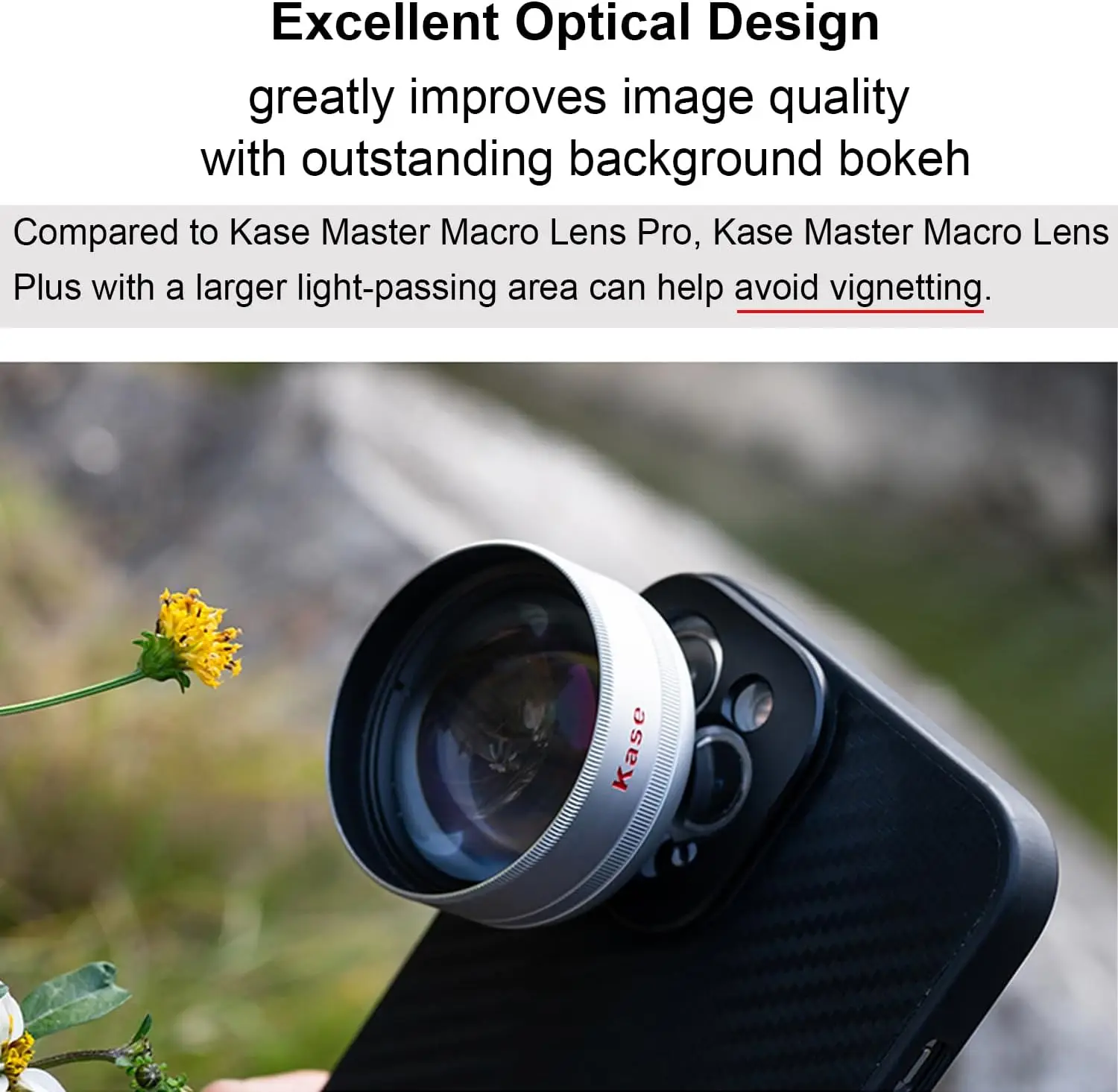 Kase Upgraded Master Macro Lens Plus Clip On Phone Lens 45-85mm Working Distance Anti Glare Ghost For Insect Jewelry Flower Clos