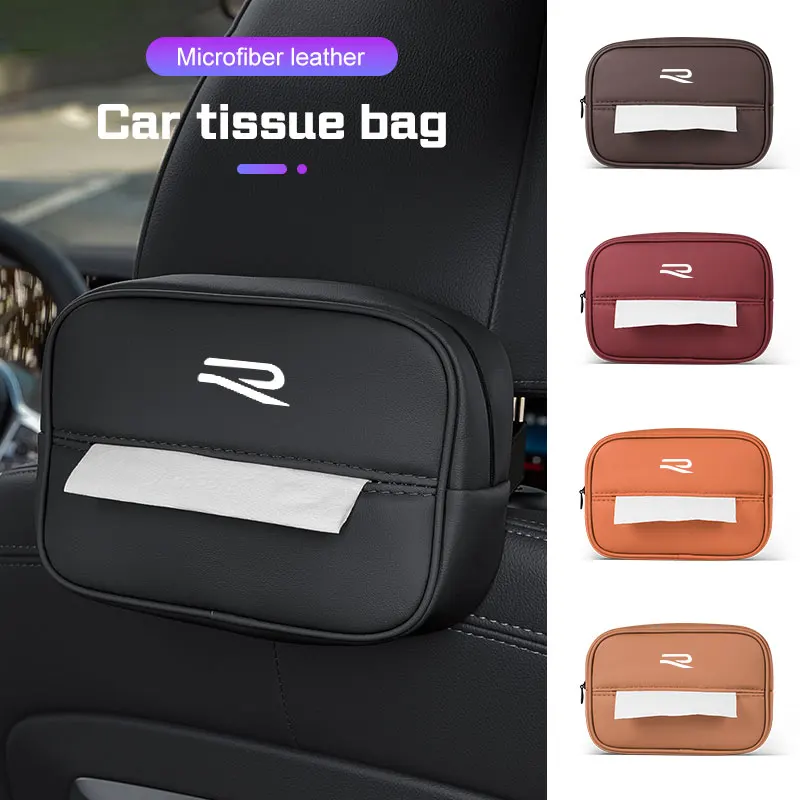 

Leather Car Seat Back Tissue Box For VW R Scirocco Polo T5 Passat Golf mk8 Tiguan Jetta CC Beetle Paper Storage Bag Accessories