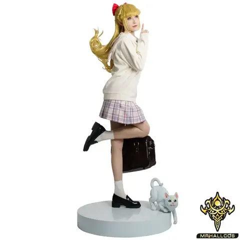 qwerrtyuio. 123456   MRHALLCOS Anime Cosplay marin vénus lune Minako Aino chat blanc Artemis veste Costume Halloween asdffghjk 98