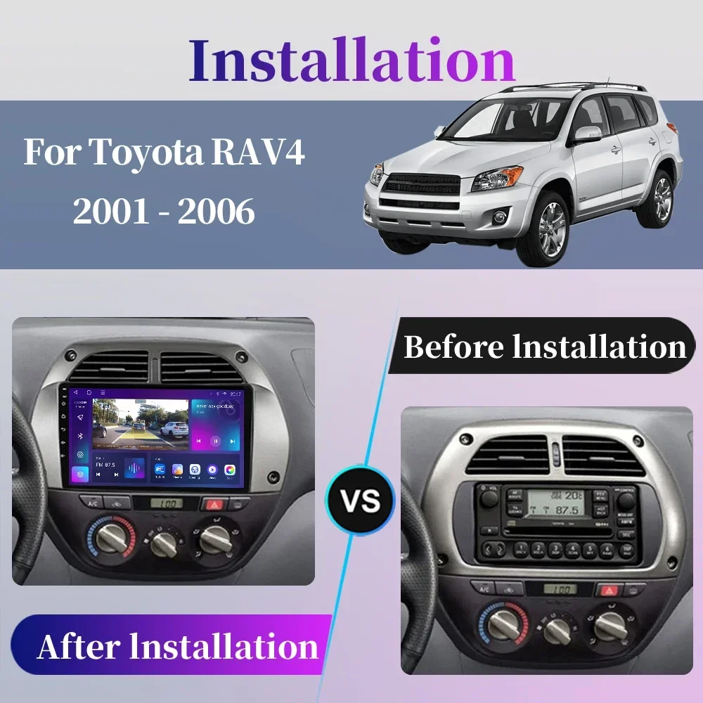 For Toyota RAV4 Rav 4 2001 - 2006 Android Car Radio Multimedia Player Carplay QLED Touch Screen Auto Stereo Intelligent System