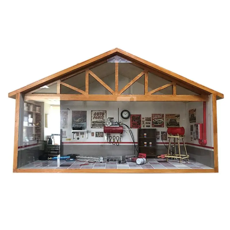 Car model maintenance scene Solid wood with light wall display cabinet