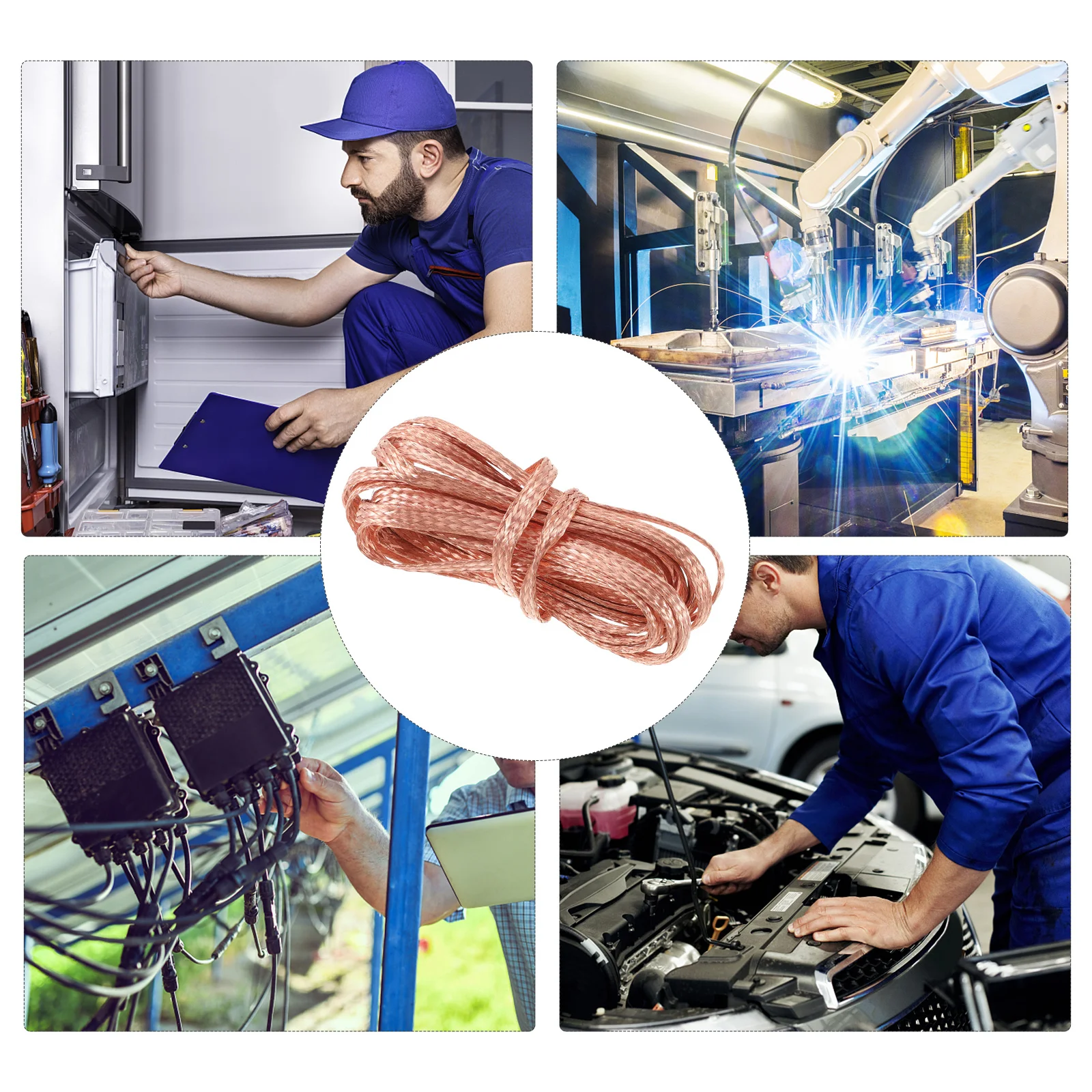 

Copper Braid Cable Ground Lead Wire Flexible Braided Wire for Electronic Automotive Applications High Flexibility Durable