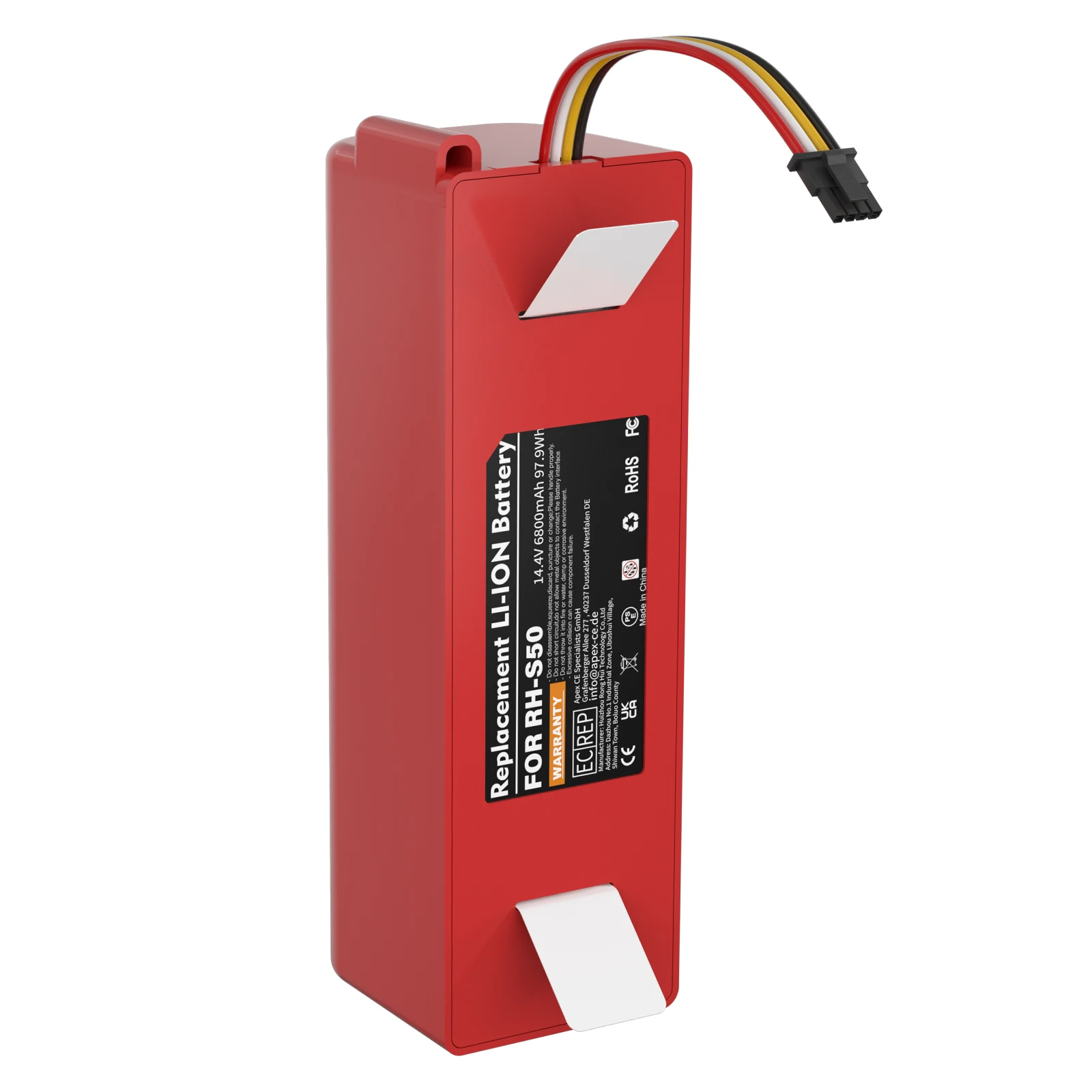 14,4V 6800mAh Ersatzakku für Xiaomi S50, kompatibel mit Roborock S55 S60 S65 S50 S51 S5 1S Staubsauger, wiederaufladbarer Akku