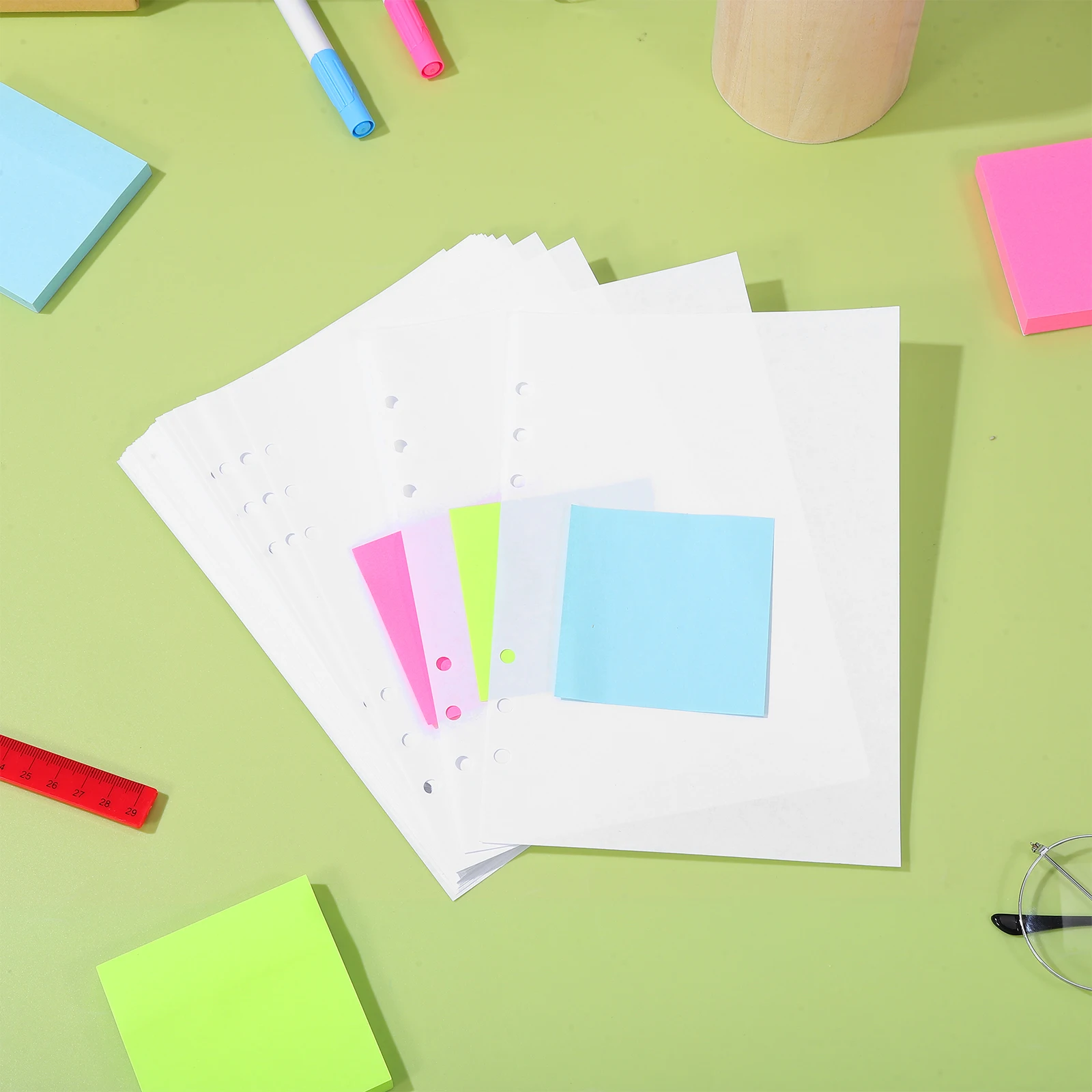 

50 Sheets A5 Sticker Collecting Album Blank Page - Double-Side 6-Ring Binder Refill Insert for Reusable Sticker Organization and