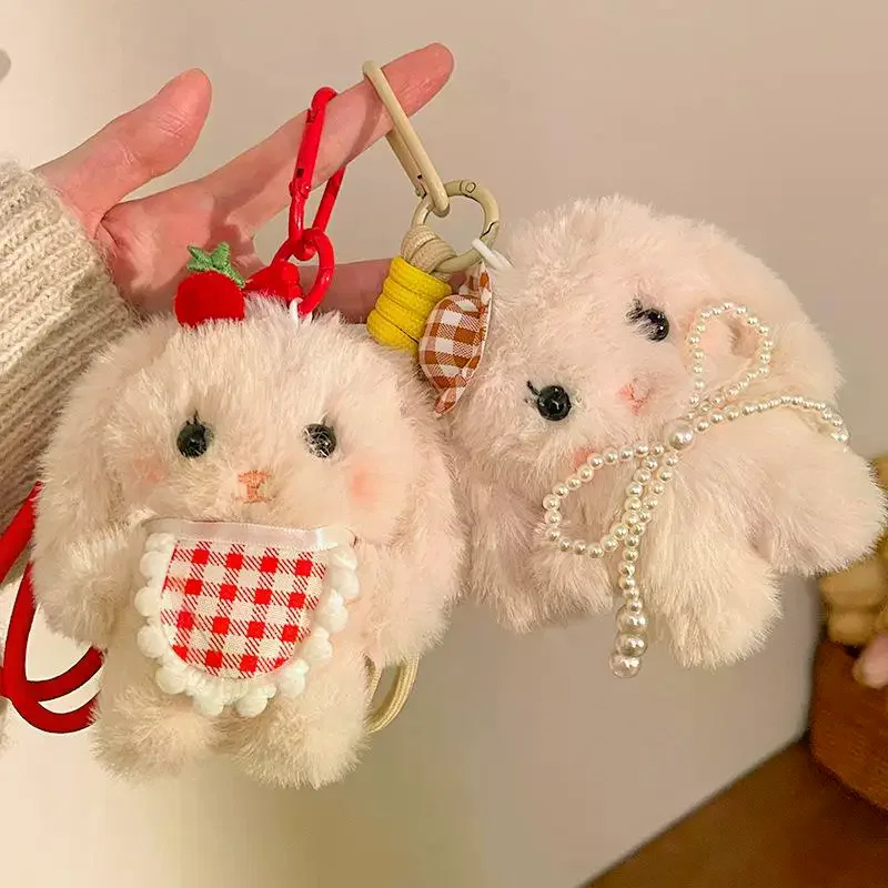 漫画ぬいぐるみウサギキーホルダーぬいぐるみおもちゃバッグペンダントチャーム車のキーリングアクセサリー女性カップルのためのかわいいギフト