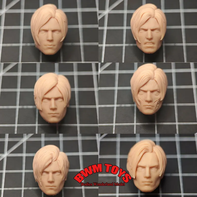 

Unpainted DIY Head Sculpt 1/12 Scale Male Soldier Leon White Model Head For 6inch Action Figure Doll