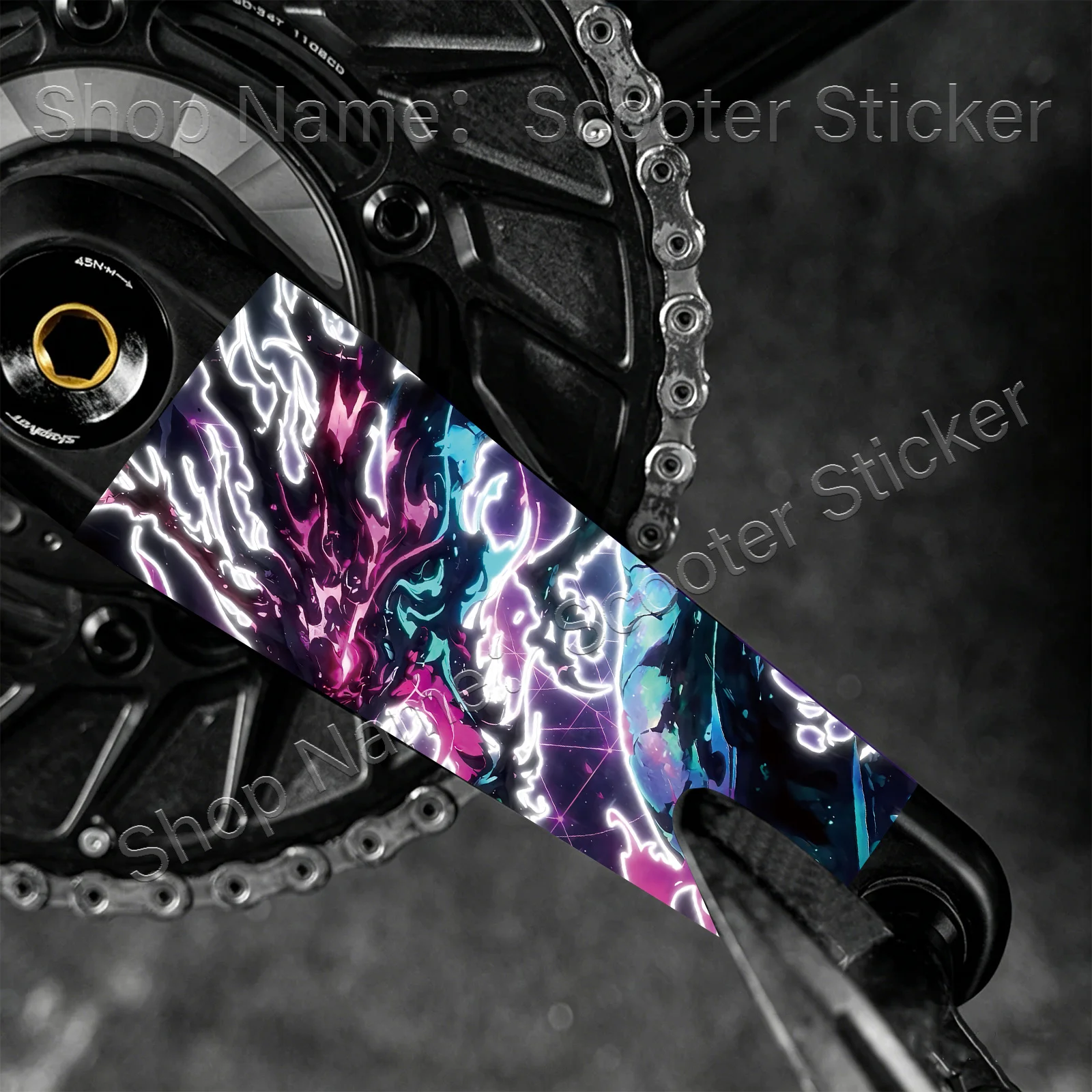 1Pair 2D Flat Neon Abstract Flame Crank Arm Vinyl Sticker, Waterproof Decal for MTB Crankset Decor, Holiday Gift