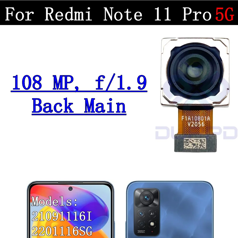 Front Rear Backside Camera For Xiaomi Redmi Note 11 Pro+ Note11S 4G/5G Frontal Selfie Back Facing Main Camera Module Flex Cable