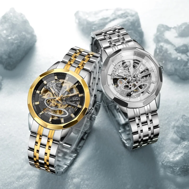 Forsining 468A Men's Automatic Mechanical Watch Brand Elegant Luminous Stainless Steel Strap Premium Men's Business Watch