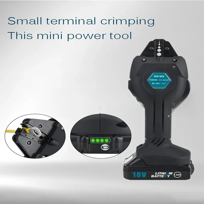 

18V Electric Crimping Tool Terminal Pre-insulated Tube Type Bare Terminal Crimping EW-50X Portable Tool Rechargeable Crimping 16