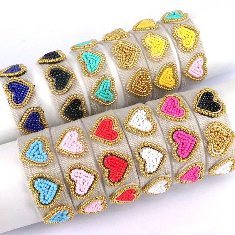 5Pcs New Bohemian Miyuki Handmade Woven Tassel Jewelry Colorful Heart Bracelets Ladies For Women Birthday Gifts