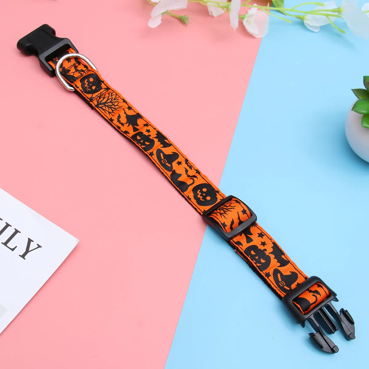 

Halloween Pet Dog Collar Pumpkin Hat Pattern Size L Adjustable Stylish Pet Collar for Dogs Cats Outdoor Sports Supplies