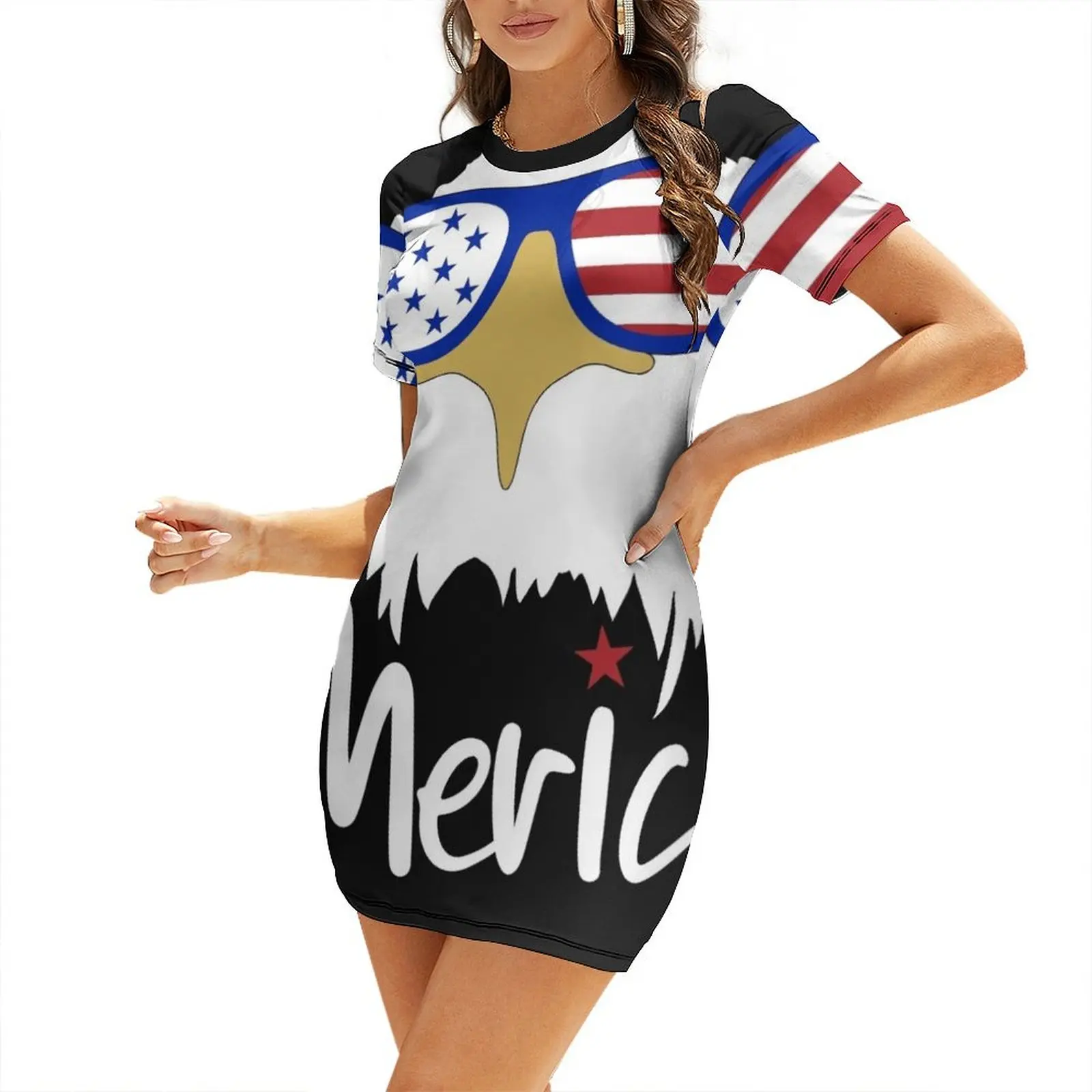 

4th of July Patriotic - 'Merica Apparel and Gifts Short Sleeved Dress dresses for woman 2024 summer dress daily