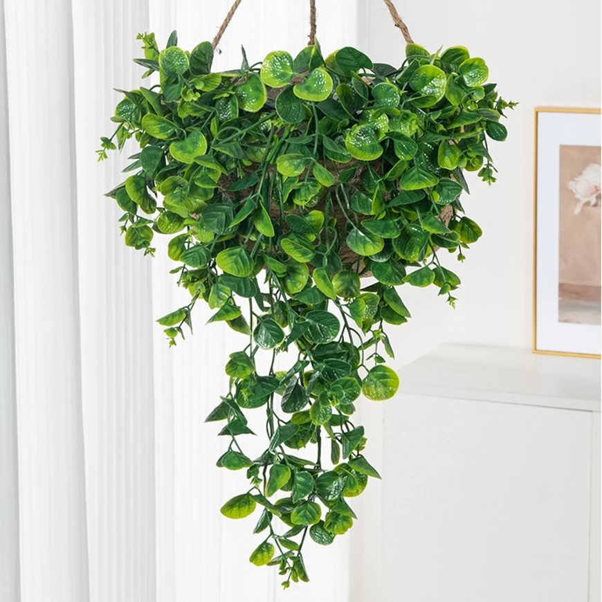 

25 mesh Eucalyptus fern Artificial Plastic plant Vine for Wedding arch Home Living Room hanging basket Christmas tree Decoration