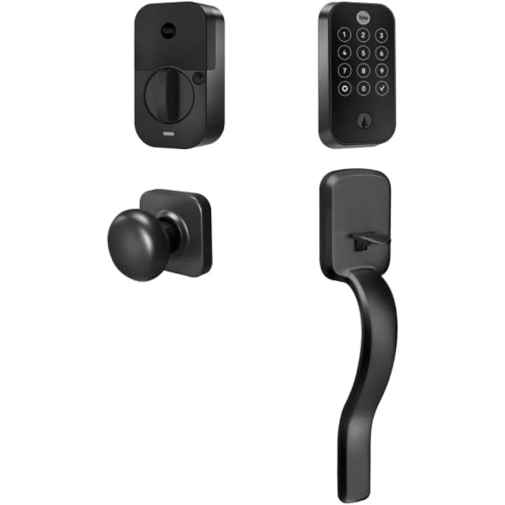 Assure Lock 2 Touch Deadbolt, Black Suede Keyed Smart Entry Door Lock with Ridgefield Handle and Wi-Fi Connected Touchscreen Ke