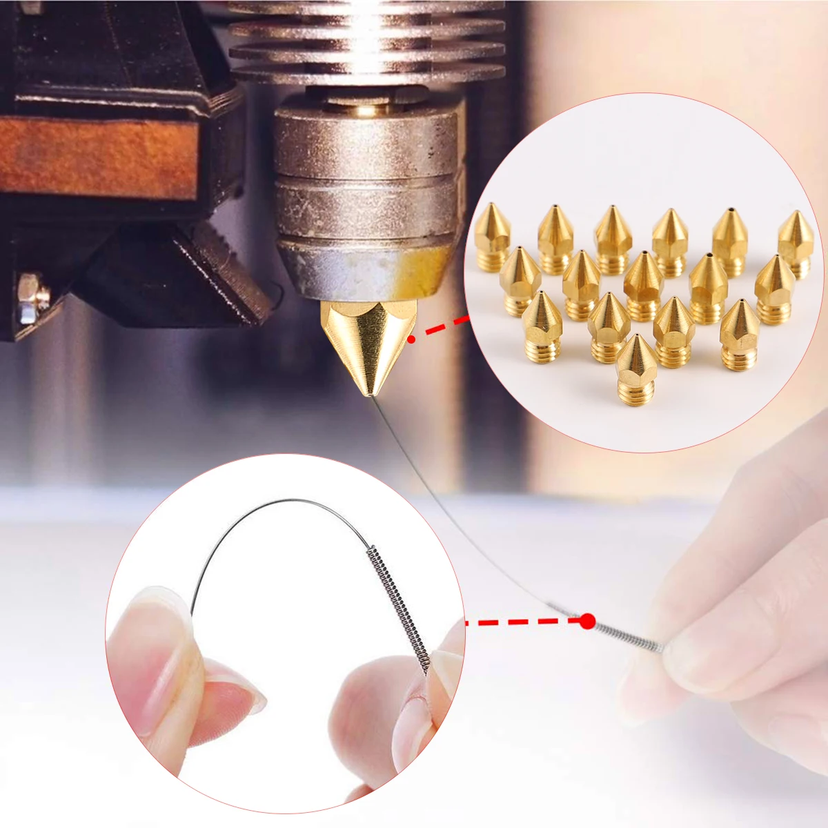 

Brass Extruder Nozzle 3D Printer Accessories High Quality Metal Needle Cleaner Material Compatible Smooth