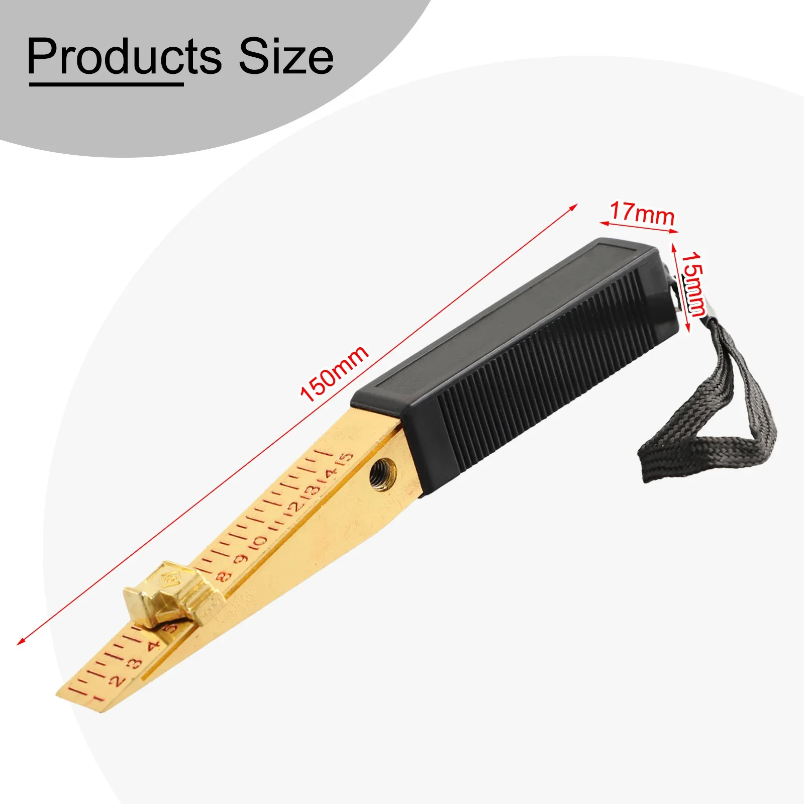 Factory Indoors Feeler Gauge Wedge Feeler 1-15mm 1PC Copper Plated Measuring Tool Vernier Wedge Feeler For Door Gap Measuring