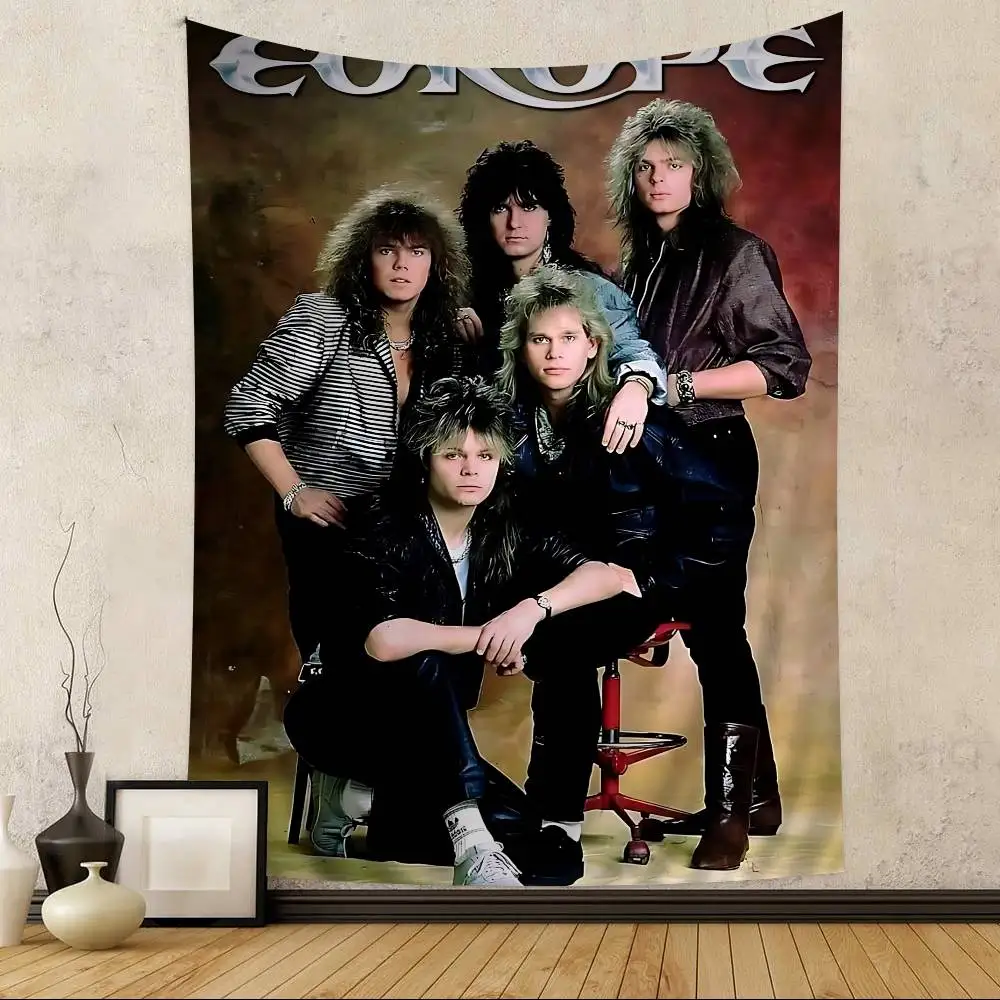 Tapestry Dinding Besar Motif Band Rock Klasik E-Europe, Karpet Dinding Hippie Tarot, Dekorasi Rumah dan Kamar Asrama