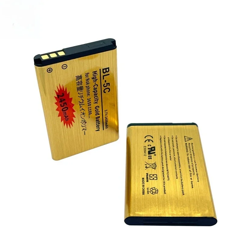 بطارية قابلة للشحن BL-5C 2450mah قدرة عالية لنوكيا 1100 1110 1112 1116 2610 6230 6630 N70 N71 N72 N91 E60 بطارية BL5C
