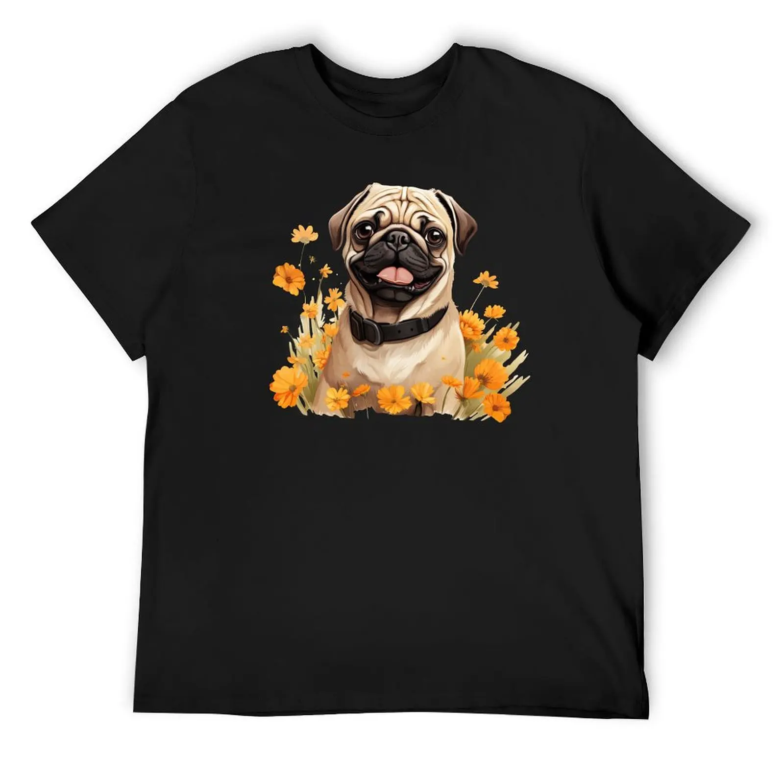 Cute Little Pug in a Meadow T-Shirt shirts graphic tee shirts graphic mens designer t shirt