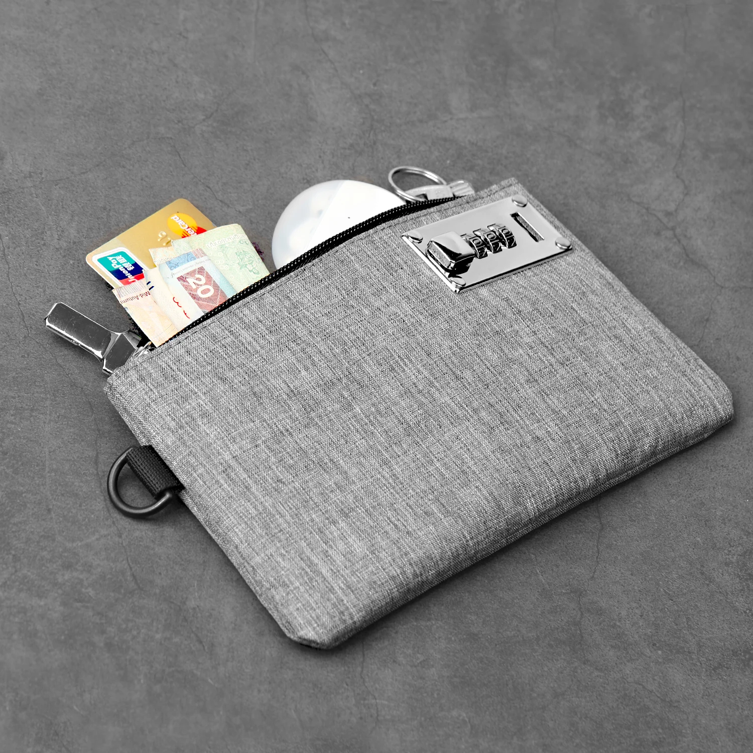 Abschließbare Geldtasche, Münzgeldbörse für Bargeld, Reisepässe, Kreditkarten, Aufbewahrung, Geldtasche – Detail 1