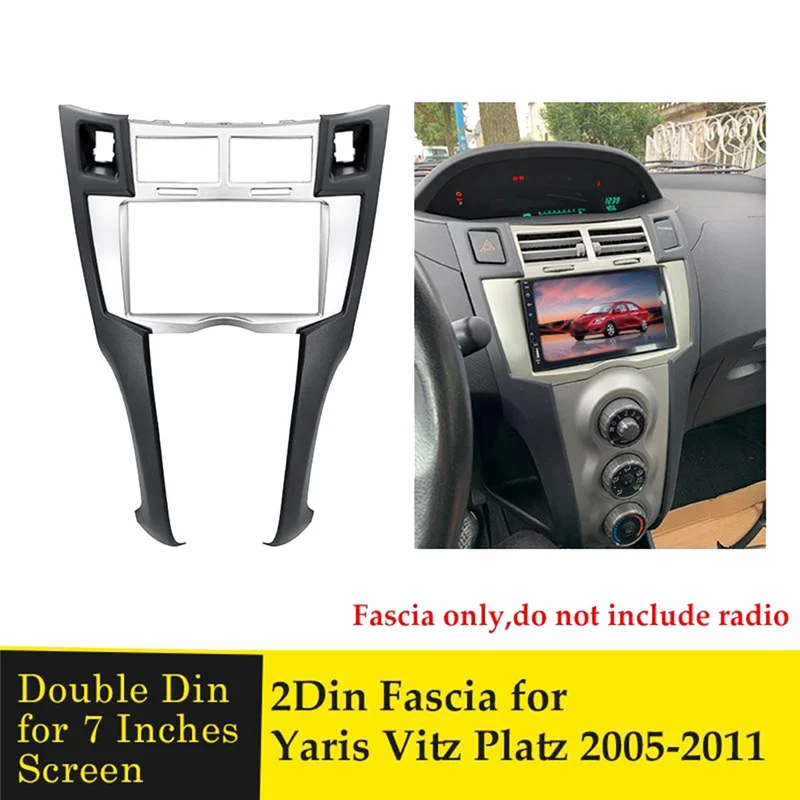 2 Din Car Radio Fascia for Yaris Vitz Platz 2005-2011 Dash Kit MP5 Stereo DVD Adaptor Panel