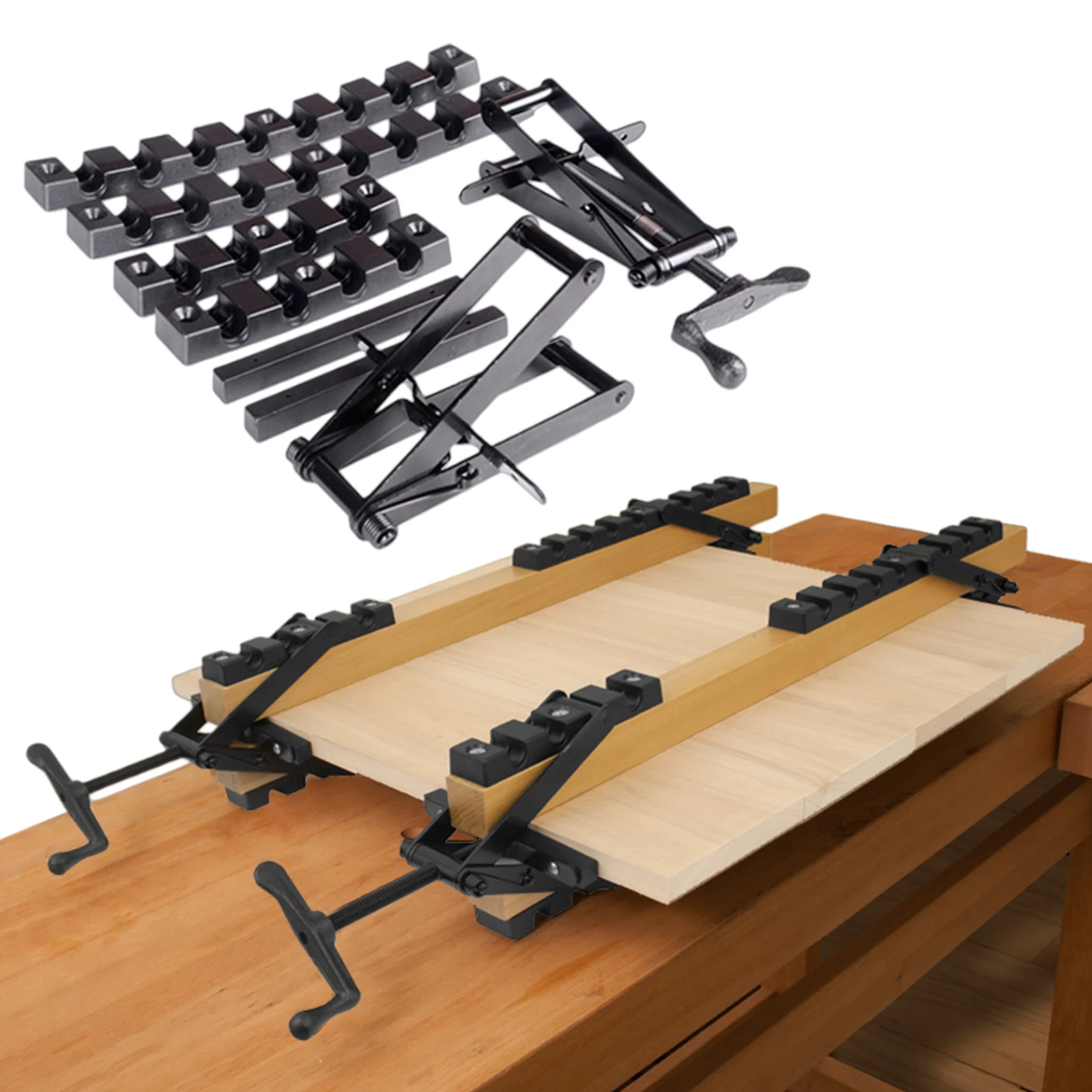 Wood Panel Corner Clamping System No Dead Corners 4-Way Pressurize Release Clamp for Bonding Tabletops Shelves Laminate Surfaces
