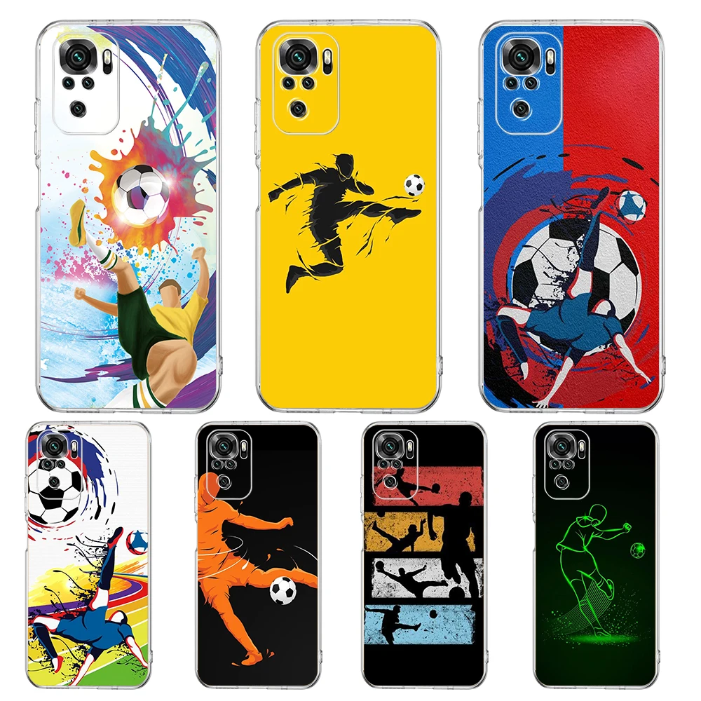 Football Sport Soccer Phone Case Cover for Redmi Note 10 11 11T 7 8 8T 9 K40 Gaming 9A 9C Pro Plus Transparent Silicone Shell