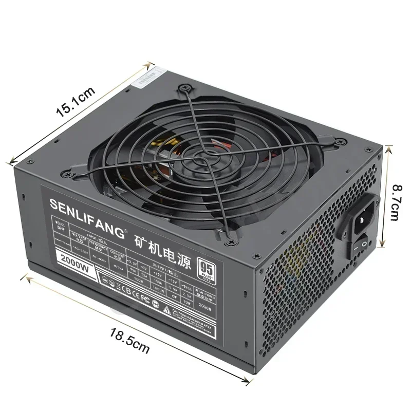 160V-240V ETC RVN ATX PC PSU For BTC Miner Machine Full Module 1800W 2000W Mining Power Supply Support 8 GPU