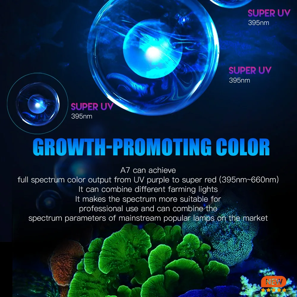 A7 III WiFi App Control Full Spectrum 100W Saltwater Marine LED Aquarium Light for Coral Reef Fish Tank