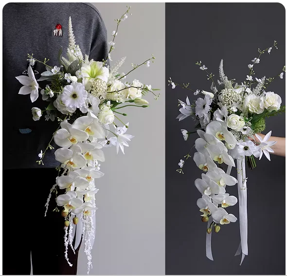 Bridal bouquet wedding photography artificial flowers Phalaenopsis artificial flowers home table decoration