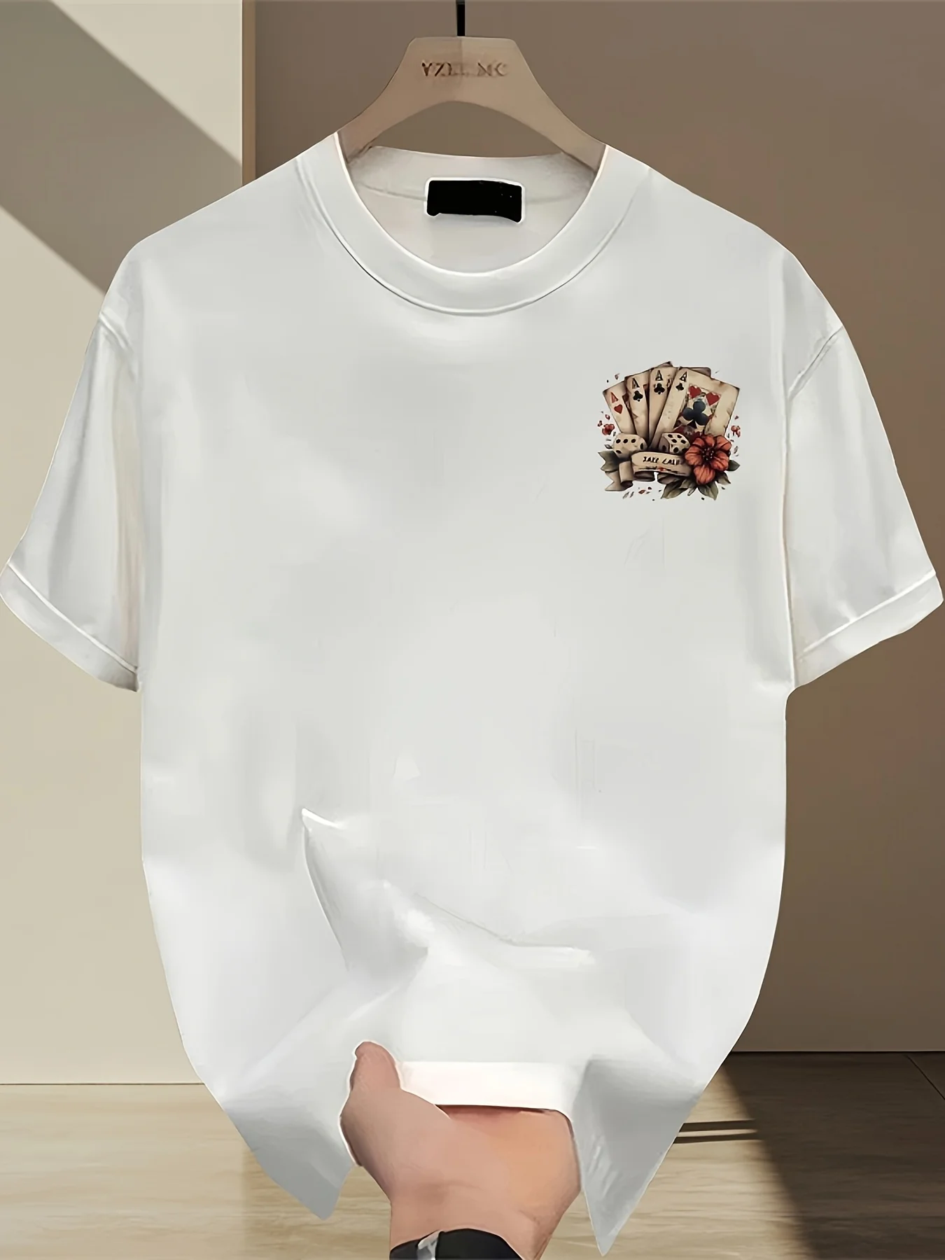 Heavyweight Pure Trendy Print Short-Sleeve T-Shirt for Men, New Summer Casual Style, Loose Fit, Versatile Top in Large Sizes