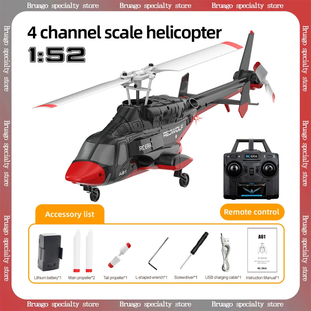 Nuevo 1:52 A61 campana pequeña altura fija cuatro canales RC avión duradero simulación helicóptero Control remoto juguete simulación volando