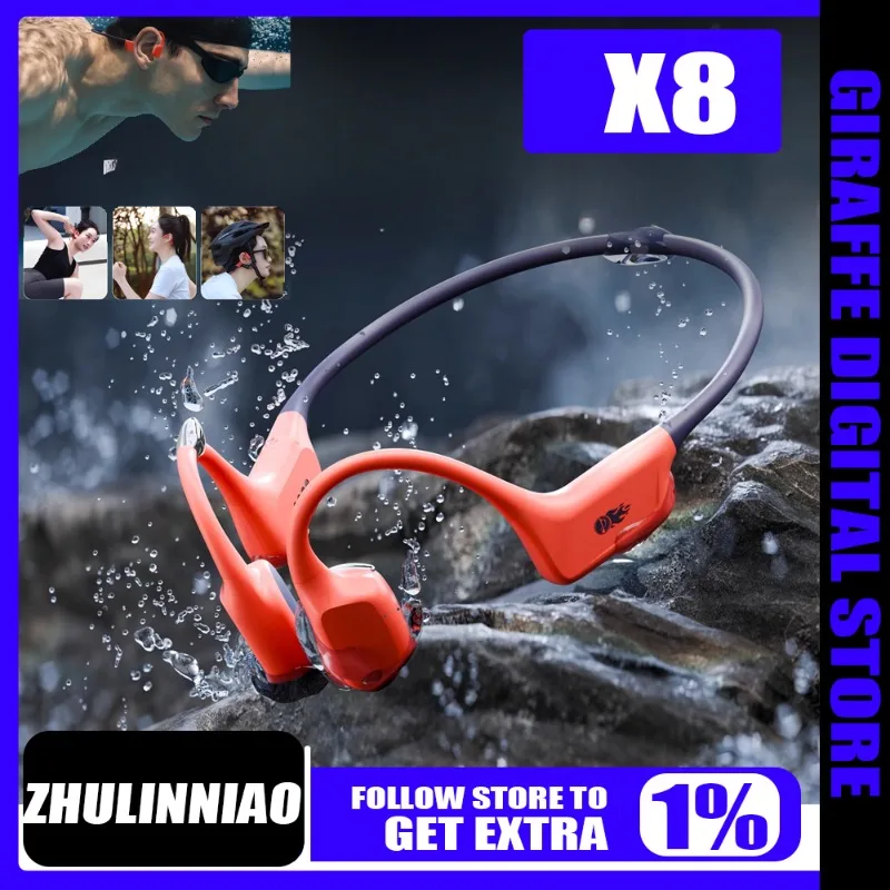 

Zhulinniao War Drum X8 Наушники с костной проводимостью Bluetooth6.0 HIFI Беспроводные наушники Режим MP3 IPX8 Водонепроницаемые 32 ГБ памяти Подарок